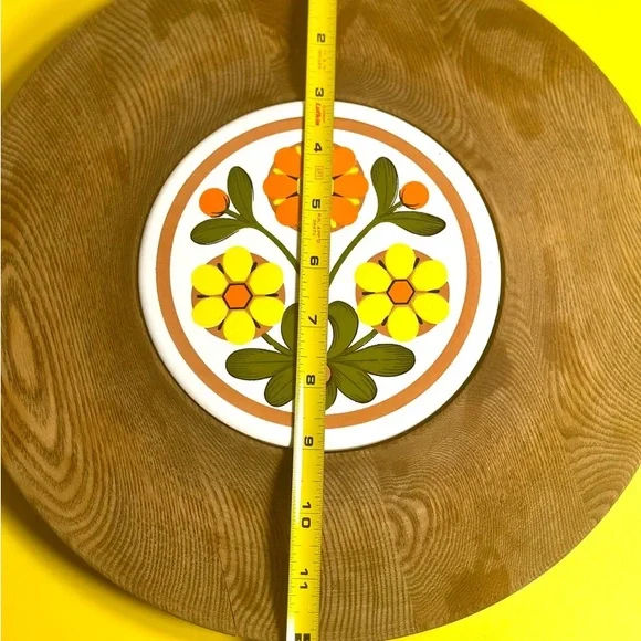 Vintage 70s Tray, Tile Trivet, Catchall, Mod Wood Server - Picture 5 of 5